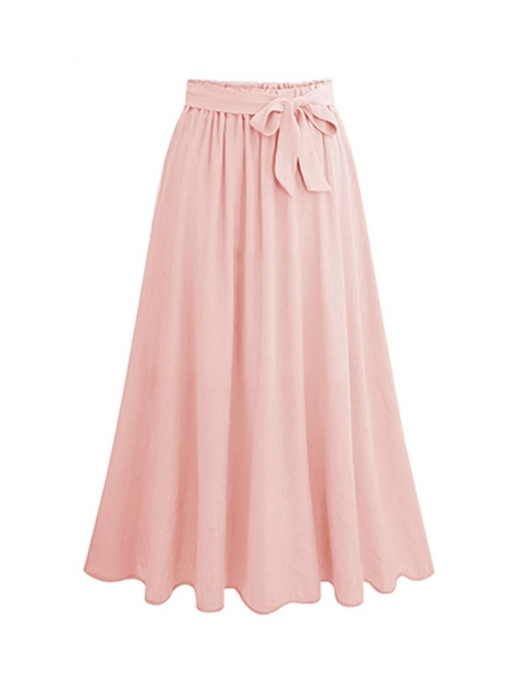 Blush Pink Tie Waist Midi Skirt XXL Flowy Elegant - Picture 6 of 10